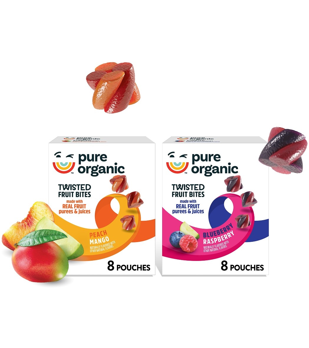 pure organic fruit bars and various fruits
